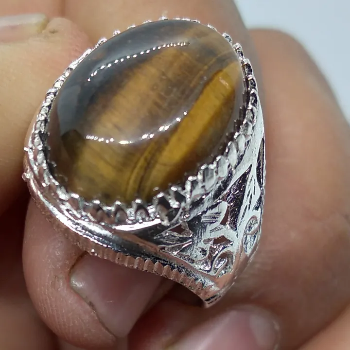 Pack%20of%202%20Tiger%20Head%20Ring%20&%20Real%20Tiger%20Eye%20Stone%20ring%20for%20men%20Boys%20high%20quality%20-%20Image%204