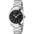 Gucci GG2570 Silver Stainless Steel Black Dial Quartz Watch for Ladies- YA142404. 