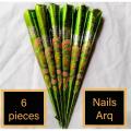 6 pieces Nadra Arq Cone mehndi for nails. 