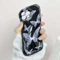 Hontinga for Tecno Spark 20 Pro Back Cover Beautiful Butterfly Cream Texture Phone Case Wavy Edge Soft Silicone Cover. 