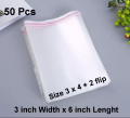 50 Pcs Transparent Plastic Poly Bag Sealable Used for Jewelry Packing, Shirts Packing etc. BOPP Poly Bags Self Adhesive please select size according to your need. 