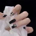 24Pcs Y2k Black Nail Long Ballet Reusable Acrylic Press on Set Nails Dark Coffin Artificial Full Cover False Nail Art Tips. 