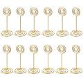 12 Pack Table Number Card Holders Photo Holder Stands Place Paper Menu Clips, Circle Shape (Gold). 