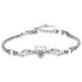 Elegance Angel Wings Crystal Heart Bracelet For Women Girl Lady Wedding Birthday Gift 925 Silver Jewelry. 