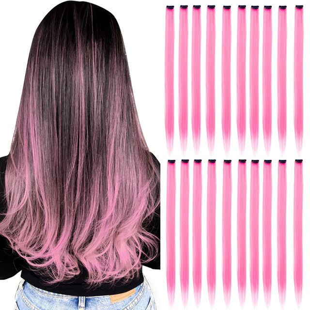 Pack of 3 Baby Pink  highlights hair strips for girls and women's