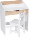 Mr.outlets Toddler Wooden Study Desk and Chair Set, Home School Learning Workstation with Writing Table, Storage Drawer, Tabletop Organizer & Hanging Hooks for Children Studying, Reading & Drawing. 