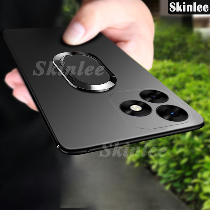Phone case For infinix Hot 40i Back cover Finger Metal Ring Kickstand Car Holder Matte Soft Silicone Cover For infinix Hot40i 4G Cover cases
