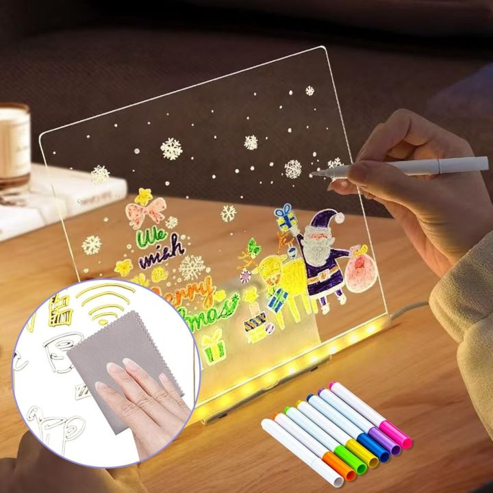 DIY Acrylic LED Light-Up Writing Board with 7 Colorful Markers ...