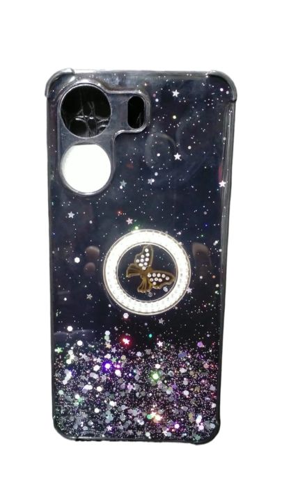 Redmi 13C High Quality Girls Back Cover - Luxury Back Cover - Fancy Flower Butterfly Glitters Covers - Redmi 13c Back Cover