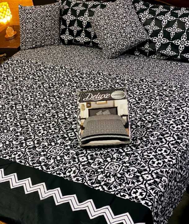 5%20Pc%20Pure%20Cotton%20Bedsheet%20With%202%20Pillow%20Cover%20&%201%20Cuaion%20Cover%20King%20Size%20Double%20Cotton%20Bedsheet%20-%20Image%202