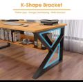 Computer table simple modern K shape portable folding computer laptop study table Gaming Table office desk home furntiure with storage bookshelf laptop writing table workstation with metal frame waterproof laminted 4X2.5X2ft. 