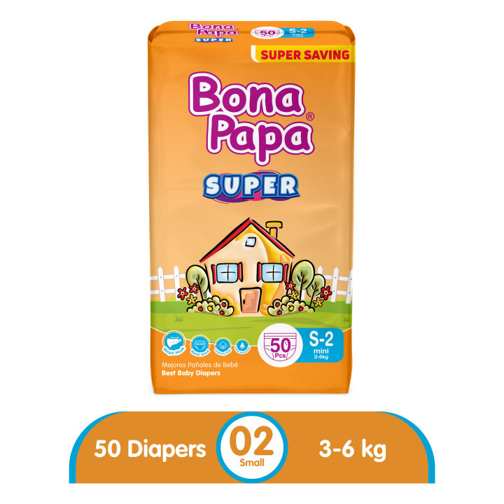 Bona Papa Super Diapers -  Super Economy Pack - Small Size 2 - 50 Pcs