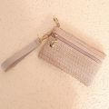 Cute Straw Wallet Mini Double Zipper Coin Purse Change Pouch for Lady Women Girls. 
