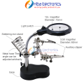 Helping Hand Soldering Stand TE-801/ TE-805 5x (With out Light) for solder work magnifying glass 4x 12x portable with Light. 