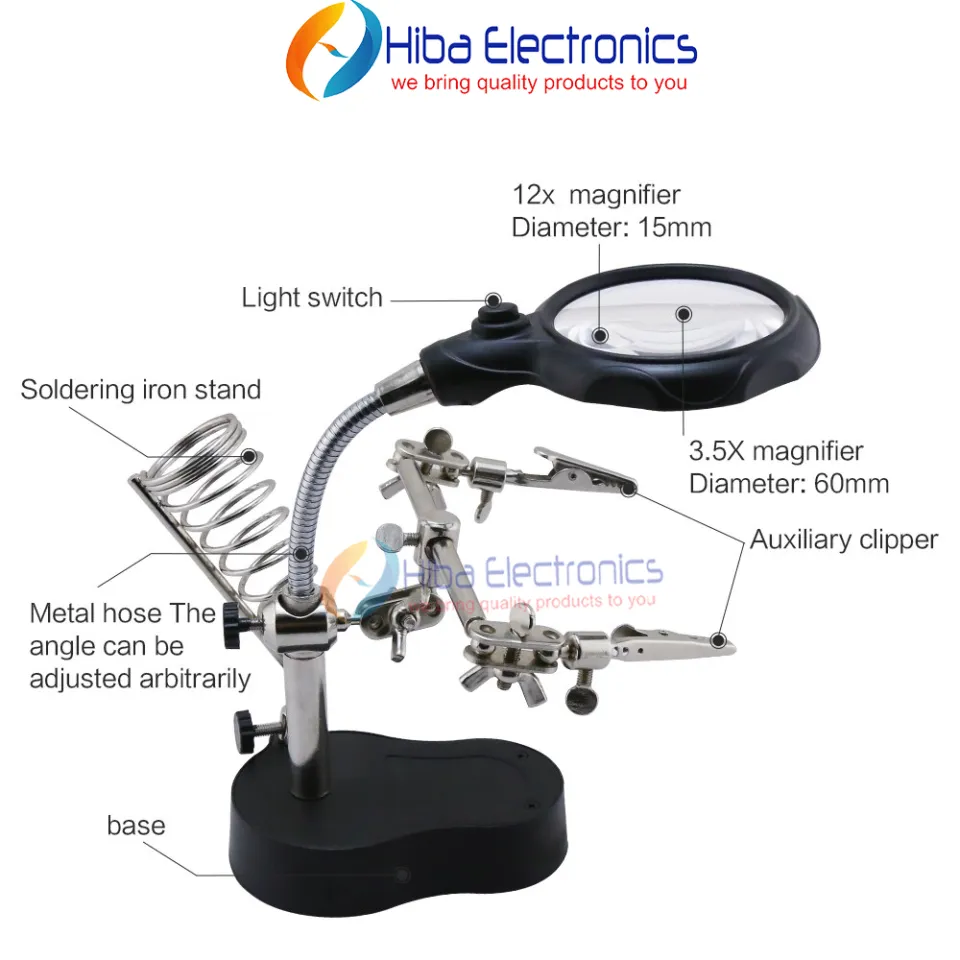 Sonew Metal Soldering Stand With 5X Magnifying Glass – Third Hand Tool For Jewelry, Electronics Repair & DIY Projects