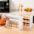 30 Grid Egg Holder For Refrigerator, 3-Layer Egg Storage Container Plastic, Egg Organizer For Kitchen Fridge And Table (White). 