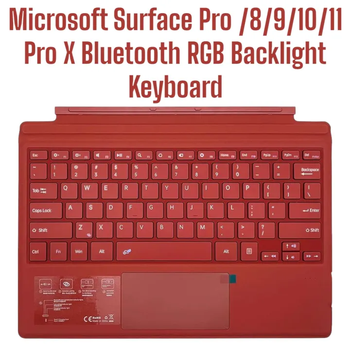 Microsoft Surface Pro 8/9/10 /11, Pro X, Bluetooth RGB Backlight