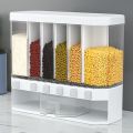 Wall-Mounted Cereal Dispenser Dry Food Dispenser Rice Container Divided Storage. 