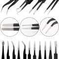 Tweezers 12 Pieces ESD Tweezers Tools Kit Anti-Static Non-Magnetic Stainless Steel Multi-Standard with Storage Bag. 