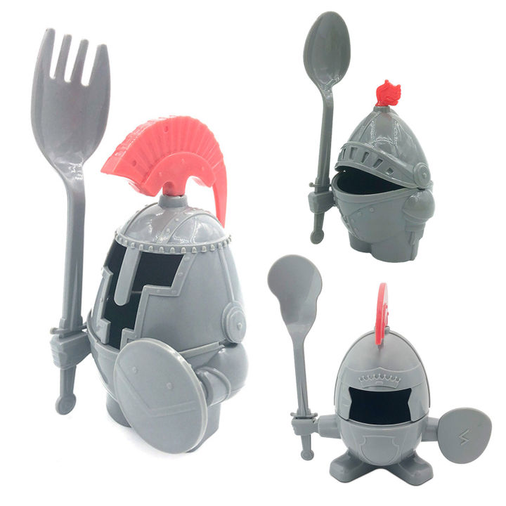 Durable Egg Rack Knight Design Boiled Egg Cup Holder with Spoon Easy to Clean Reusable Plastic Egg Holder for Kids Fun Practical Kitchen Accessory Egg Organizer