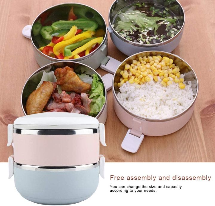 2 Layer Stainless Steel Lunch Box with Secure Lid, Leak-Proof Design, and Easy-to-Clean Compartments for Convenient Meal Storage