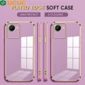 UCUC for Realme C30 Back Cover + Free Lanyard Luxury 6D Plating Case Side Pattern Soft Silicone Square Phone Cases. 