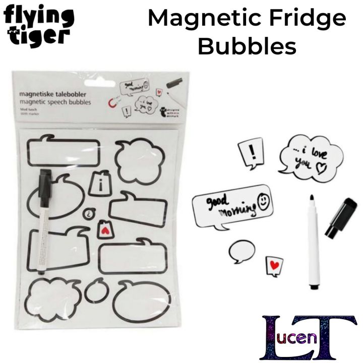 Flying Tiger Multipurpose 12 Pcs/Set Magnetic Speech Bubbles Memo Set | Fridge Magnet Stickers Accessories | Magnetic Notepad Balloons Fridge, Kitchen, & Study Reminders with Marker | Magnetic Sticky Notes
