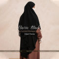 Hijab Throne – Classic Black Two Layered Diamond Khimar - Extra Long Chiffon Georgette Fabric - Super Soft & Premium Quality Hijabs for Women. 