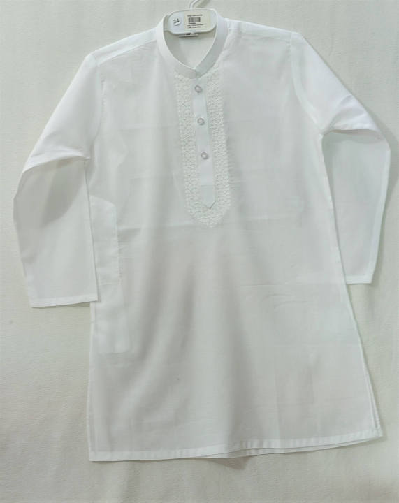 Top Quality Cotton Lawn Kids Kurta Kameez Shalwar in White Color for Kids Age 3 to 13 Years Daraz.pk