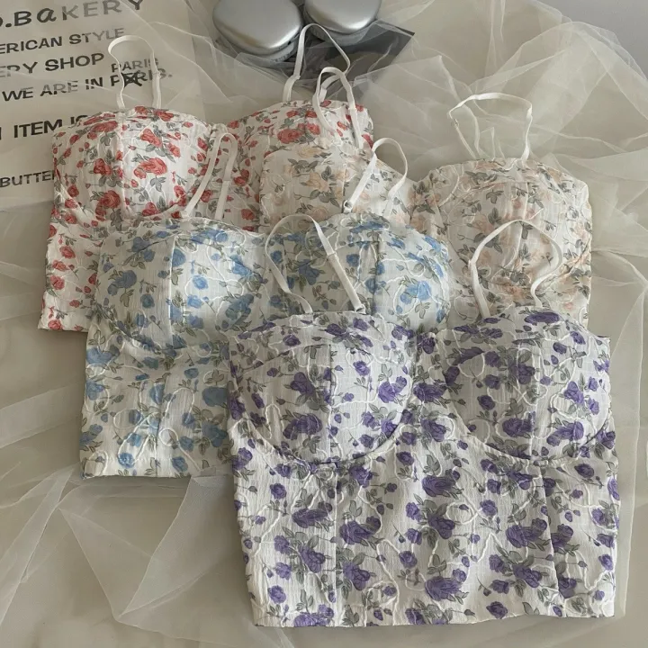 Style%20Temperament%20Sexy%20Sweet%20Floral%20Camisole%20Women's%202023%20Summer%20Slim%20Fit%20Slimming%20Short%20Top%20Fashion%20-%20Image%205