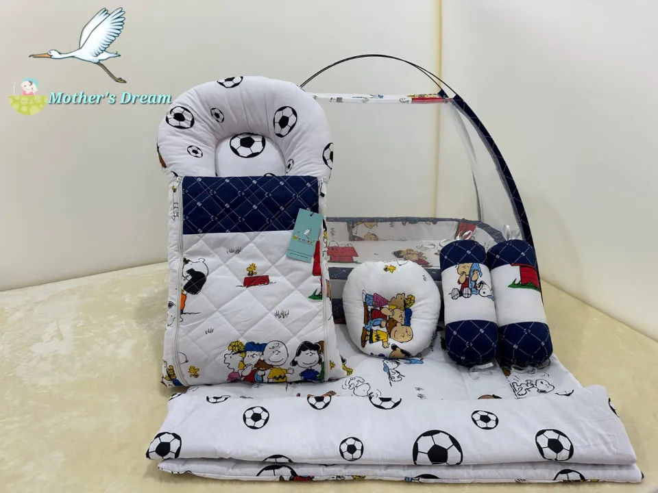 Export Quality Baby Bed Set With Mosquito Net 3 Pillows And 1 Bedding Comforter Full package ForNew Born Baby.Colors Available Daraz.pk