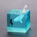D- Humpback Whale Diver Cube Ornament Resin Whale Home Birthday Gift Ornament Marine Resin Decoration. 