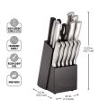 Techmanistan 15 Piece Kitchen Knife Block, Stamped High Carbon Stainless Steel Steak Knives, Sharp Knife Set with Wooden Block, AR+COOK Stainless Steel 15 Piece Cutlery Set. 