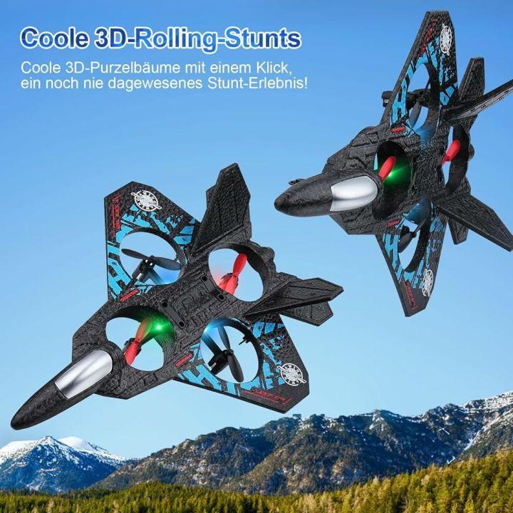 Remote Control Fighter Jet Airplane – RC Foam Stunt Plane with LED ...