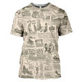 Old Newspaper 3D Printed T-shirt Men Women Casual Fashion Hip Hop Funny Short Sleeve Streetwear Vintage Tees Tops Summer Tshirts. 