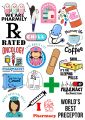 Pharmacist stickers for boys, for girls, "Pharmacy Vibes: Stickers for the Medication Experts"for laptop, waterbottle, notebook, mobileback etc Pack of 20, 2 x 2 inch. 