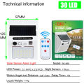 SANX 30LED Solar Light Waterproof Motion Sensor Solar Street Light Solar Security Warning Lamp with Remote for Garden Houses. 