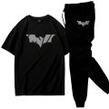 Black Summer Printed Tracksuit For Men & Boys - Soft & Comfortable Fabric T Shirt & Trouser Printed Tracksuit. 