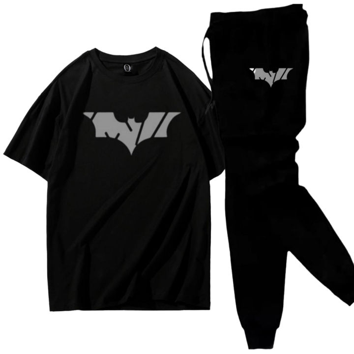 Black Summer Printed Tracksuit For Men & Boys - Soft & Comfortable Fabric T Shirt & Trouser Printed Tracksuit