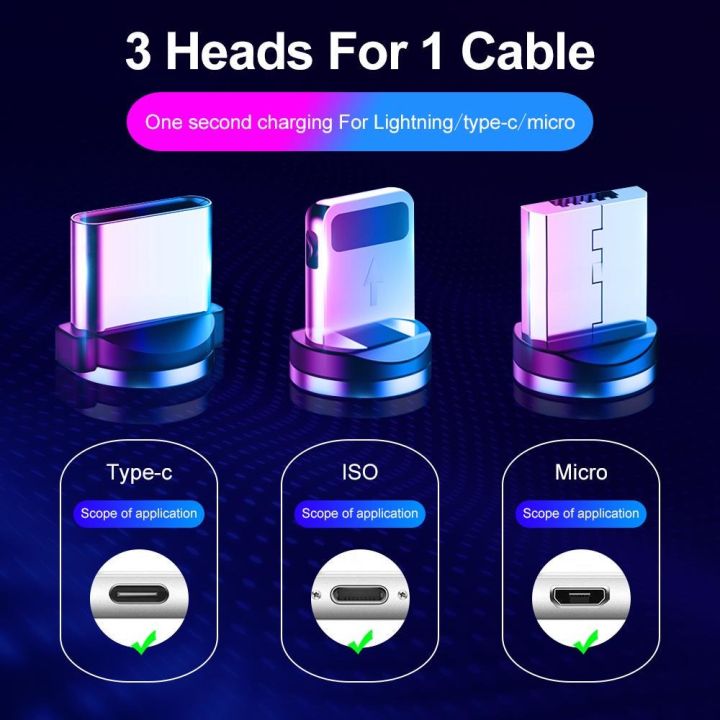 Magnetic%20Fast%20Charging%20Cable%201m%202m%20Nylon%20Braided%20LED%20for%20Micro%20USB%20Type%20C%20iPhone%20Black%20-%20Image%207