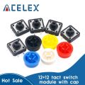 5PCS Tactile Push Button Switch Momentary 12*12*7.3MM Micro switch button + 5PCS Tact Cap(5 colors) for Arduino Switch. 