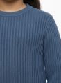 Cozy Blue Ribbed Knit Sweater Soft ribbed fabric sweater for baby girls fashion clothing. 