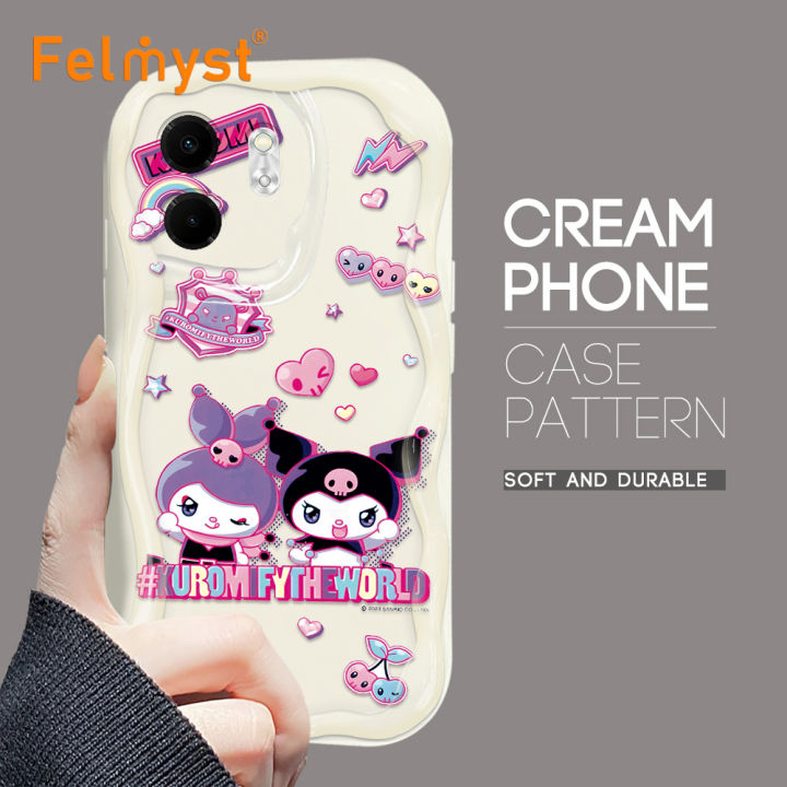 FELMYST for Infinix Smart 9 Hot 50i Back Cover Cartoon Kuromi Premium Texture Wavy Edge Soft Silicone Phone Case
