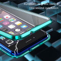 Biruiqu For iPhone 6 6s Plus Magnetic Absorption Case Metal Frame Shockproof Double Sided Tempered Glass Magnetic Case Cover. 