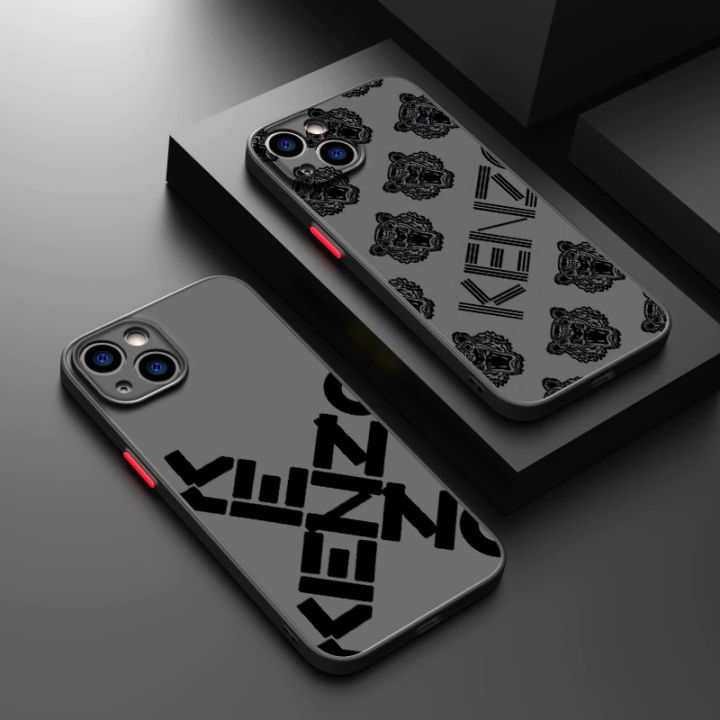 【BeginnerBer】Luxury K-Kenzo Logo Phone Case For iPhone 15 14 13 12 11 Pro Max mini XS XR X 8 Plus SE Frosted Translucent Cover
