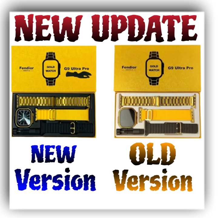( New Version G9 Ultra Pro 2 Gesture Feature Smart Watch ) - ( G9 Ultra Pro Fendior ) 49MM Ultra Series 8 - NFC - Bluetooth Call - Customize Wallpaper - Wireless Charging - Real Screws and Straps Locks(Golden Edition)