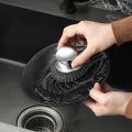 Steel Wire Ball Cleaning Supples Round Handle Design Cleaning Brush Decontamination Kitchen Cleaning Brush Dishwashing Wire Ball 1Pcs. 