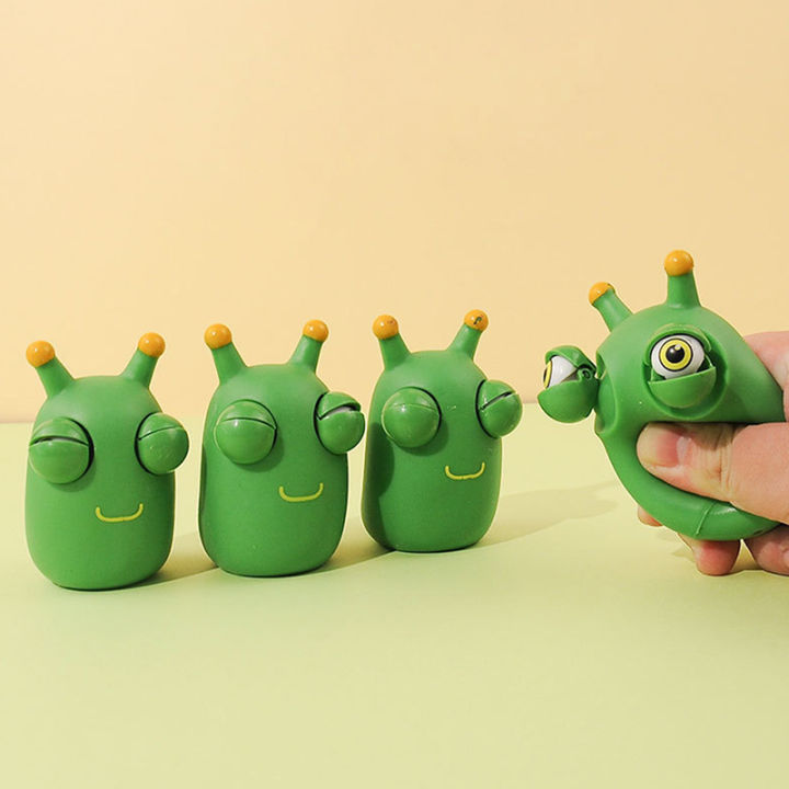 YueYangSport Grass Worm Pinch Toy Squishy Toy Green Eye Popping Worm Squeeze Toy Stress Reliever Anti-stress Fidget Christmas Kids Party Gift