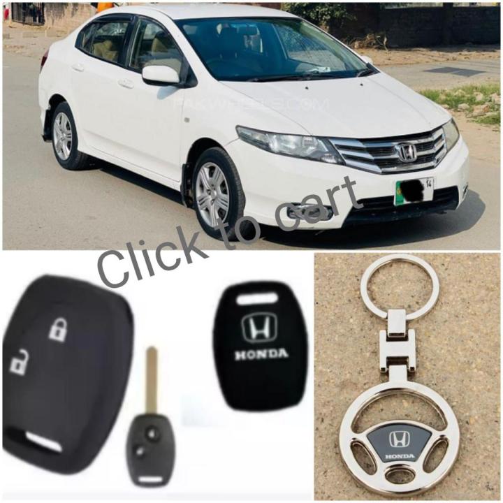 Combo Of Silicon Key Cover And Keychain For Honda City 2009 - 2020 So on.....