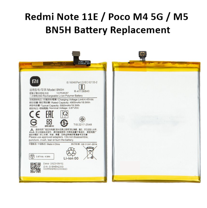 Redmi Note 11E / POCO M4 5G / POCO M5 Battery Replacement BN5H Battery with 5000mAh Capacity _ Silver
